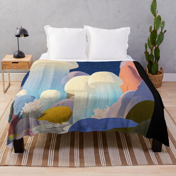 Item preview, Whimsical Dreamscape with Glowing Mushrooms under Starry Night Sky designed and sold by regnumsaturni.