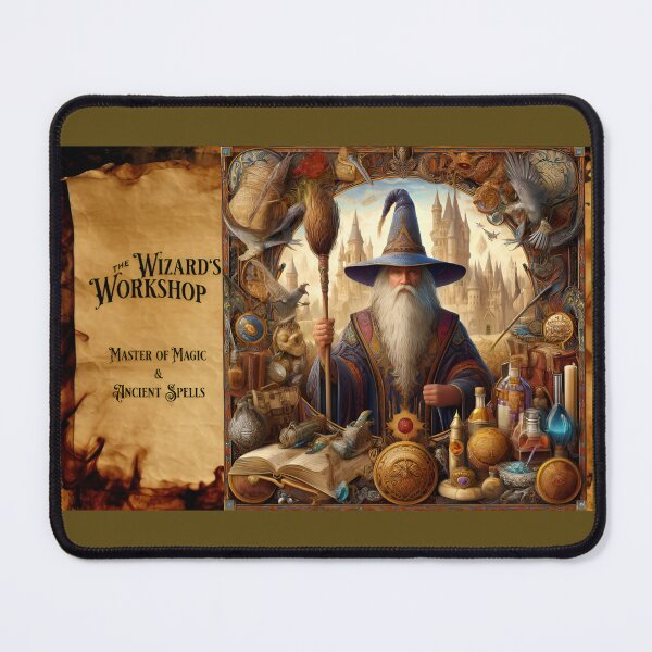 Item preview, Wizard Art Print, Fantasy Sorcery Illustration with Magical Artifacts designed and sold by NancyzKreations.