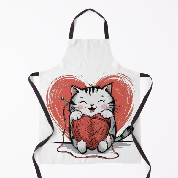 Item preview, Adorable Knitting Cat with Heart Yarn – Cute Cozy Love Design designed and sold by Pastel-Pulse.