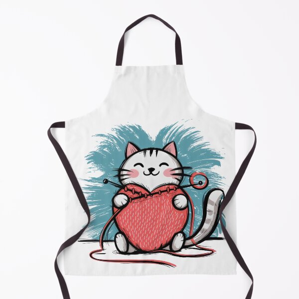 Item preview, Happy Knitting Cat – Cozy Yarn Heart Design for Cat Lovers designed and sold by Pastel-Pulse.