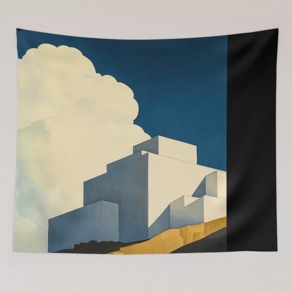 Item preview, Whimsical Dreamscape with White Geometry and Clouds designed and sold by regnumsaturni.