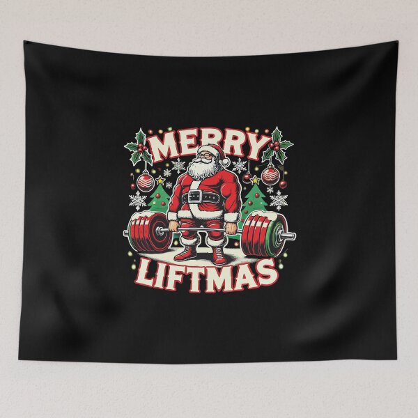 Item preview, Merry Liftmas Santa Christmas Gym  designed and sold by chantastical.