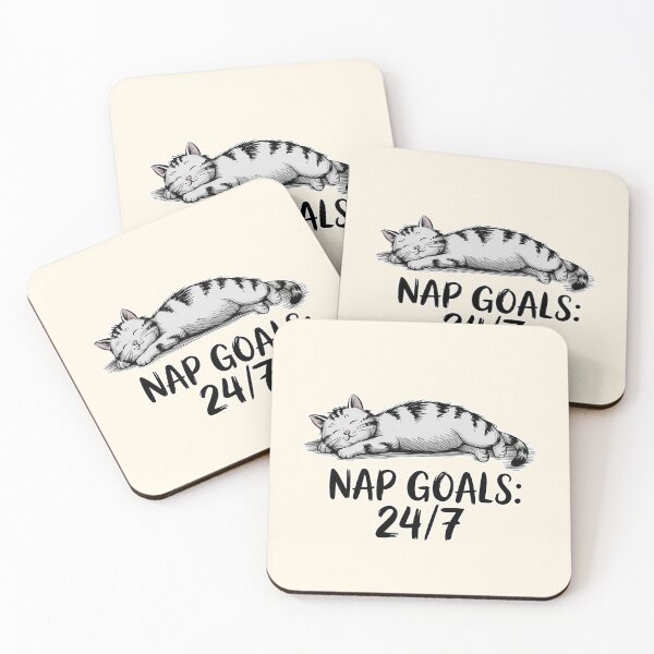 Item preview, Nap Goals 24/7 Cute Sleeping Cat Illustration designed and sold by Dream-Fab.