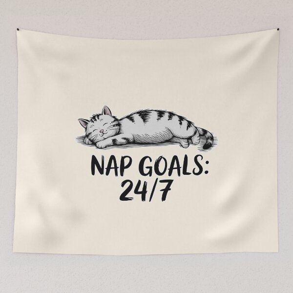 Item preview, Nap Goals 24/7 Cute Sleeping Cat Illustration designed and sold by Dream-Fab.