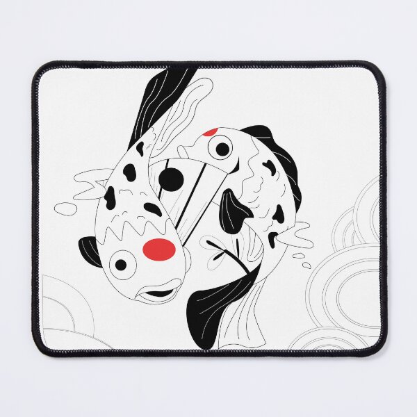 Item preview, Illustration of two Japanese fish in a black and white circle with oriental elements designed and sold by Ronald153.