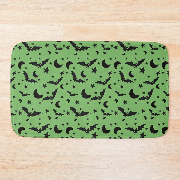 Item preview, Black on green Halloween Bats pattern designed and sold by Kimber Nova.