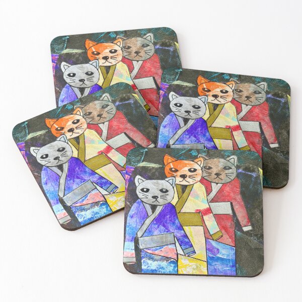 Item preview, Cats and colourful kimonos designed and sold by WildLadyWood.