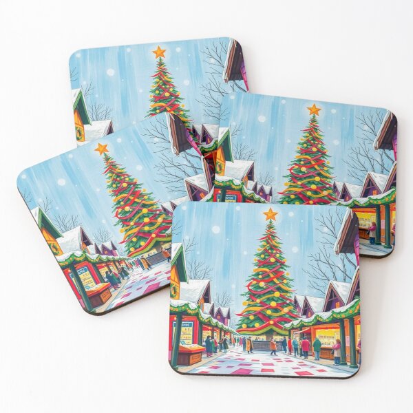 Item preview, Snowy Winter Christmas Shop, Christmas Tree, Christmas Bazaar, Christmas Eve designed and sold by MyArt23.