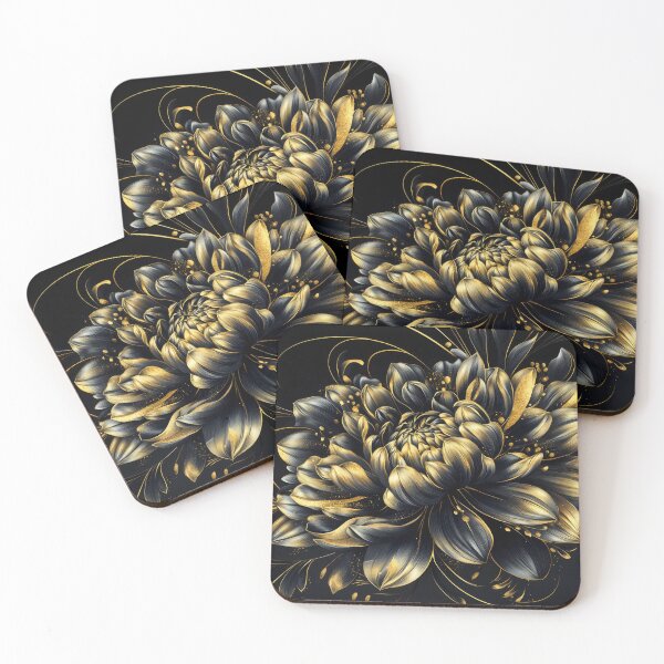 Artikelvorschau, Verzierte Blüte in Gold und Schwarz entworfen und verkauft von MargaretWiktor.