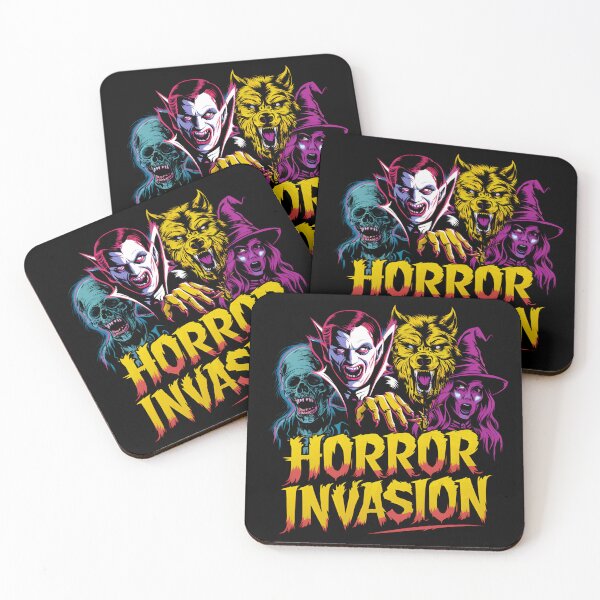 Item preview, Horror invasion vampire werewolf witch zombie halloween black designed and sold by Newhyperion.
