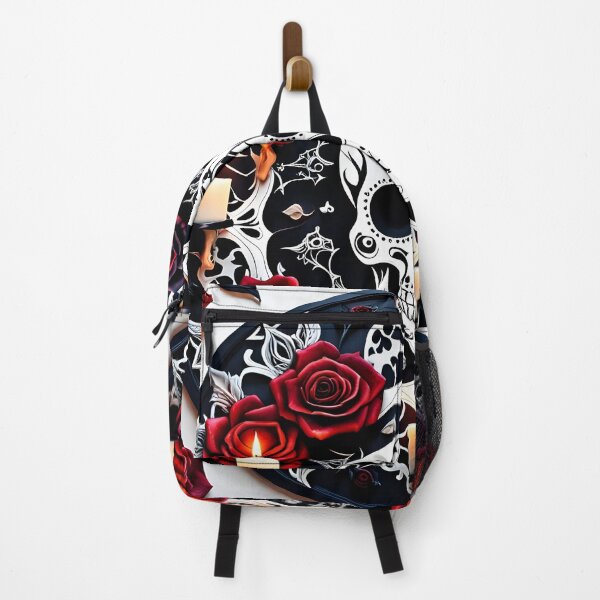 Artikelvorschau, Totenkopf-Mandala mit Rosen und brennenden Kerzen entworfen und verkauft von MandalasShops.