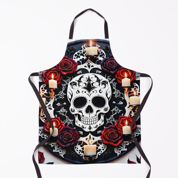 Artikelvorschau, Totenkopf-Mandala mit Rosen und brennenden Kerzen entworfen und verkauft von MandalasShops.