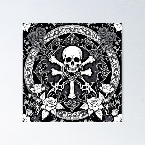 Item preview, Dark Skull and Rose Mandala designed and sold by MandalasShops.