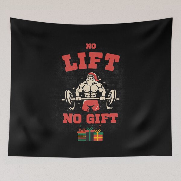 Item preview, No Lift No Gift Santa Bodybuilder Holiday Gym  designed and sold by PowerfulPrinted.