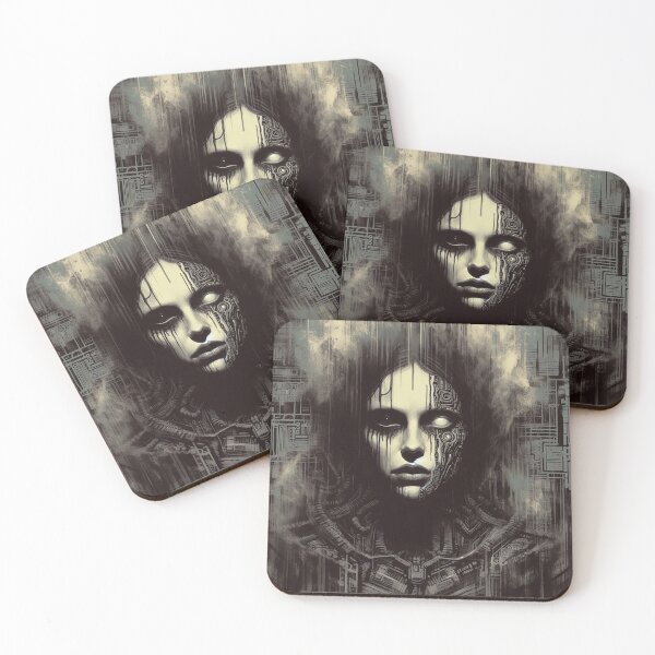 Item preview, Dark Cybernetic Woman Portrait – Futuristic AI and Human Fusion Art designed and sold by MarinaFila.