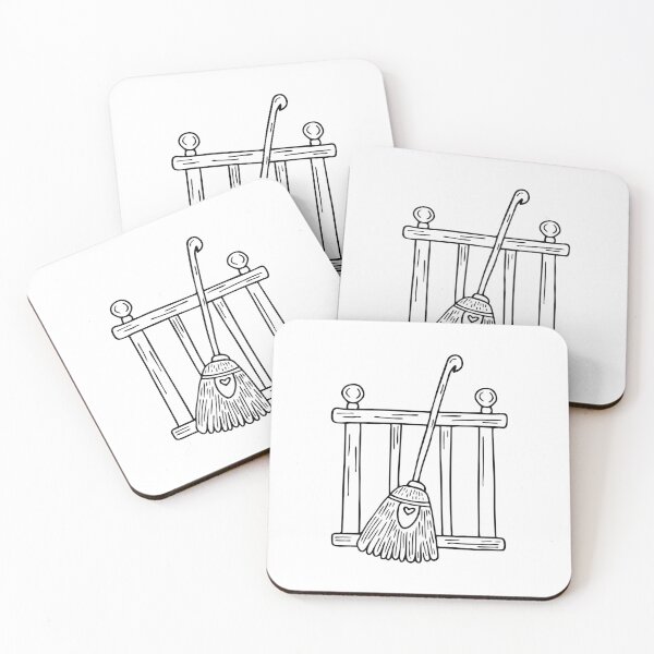 Item preview, a Broom Resting Against a Porch Railing designed and sold by rasagamastore.