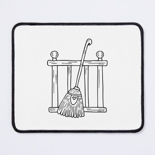 Item preview, a Broom Resting Against a Porch Railing designed and sold by rasagamastore.