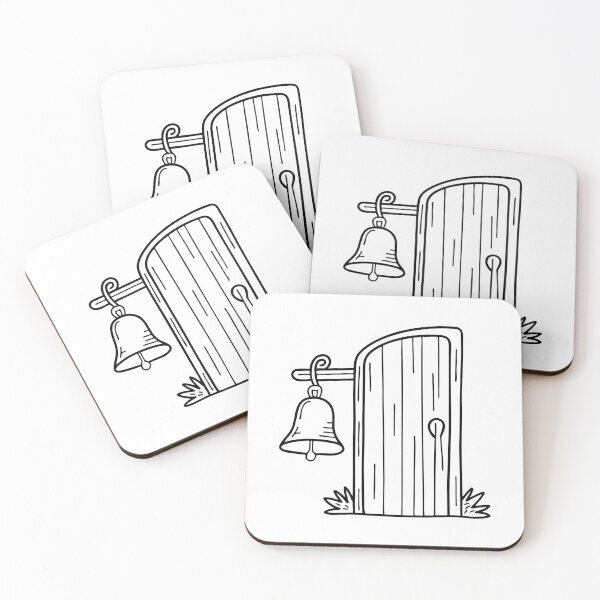 Item preview, Illustration of a Bell Hanging from a Rustic Door designed and sold by rasagamastore.