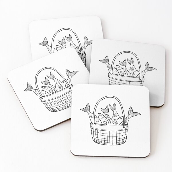 Item preview, Illustration of a Basket Filled with Fresh Fishes designed and sold by rasagamastore.