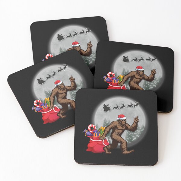 Item preview, Santa's Big Helper Bigfoot in a Santa Hat under the moonlight designed and sold by OhBoyLoveIt.