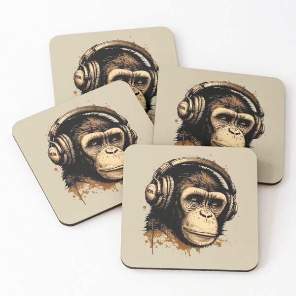 Item preview, Hip Monkey with Headphones in Street Art Style designed and sold by Hakubiya.