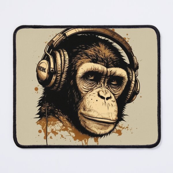 Item preview, Hip Monkey with Headphones in Street Art Style designed and sold by Hakubiya.