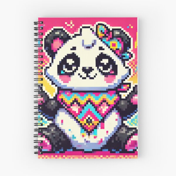 Item preview, Panda en pixel art: ambiente retro colorido designed and sold by ANIARTONLINE.