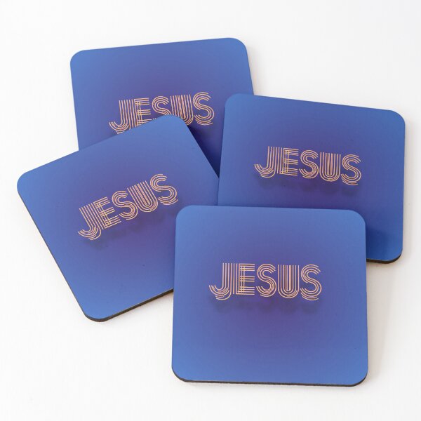Item preview, Modern Geometric JESUS Logo with Bold Striped Lettering designed and sold by bAIryBarn.