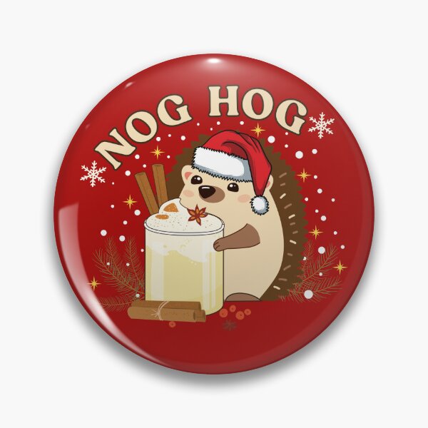 Item preview, Cute Kawaii Christmas Hedgehog who loves Egg nog and is now a Nog Hog designed and sold by OhBoyLoveIt.