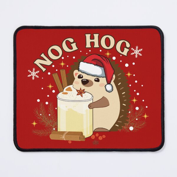 Item preview, Cute Kawaii Christmas Hedgehog who loves Egg nog and is now a Nog Hog designed and sold by OhBoyLoveIt.