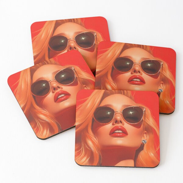 Item preview, Fashionable Woman ,Blonde with Glasses ,Red Suit, Red Lips designed and sold by KrisArtZone.