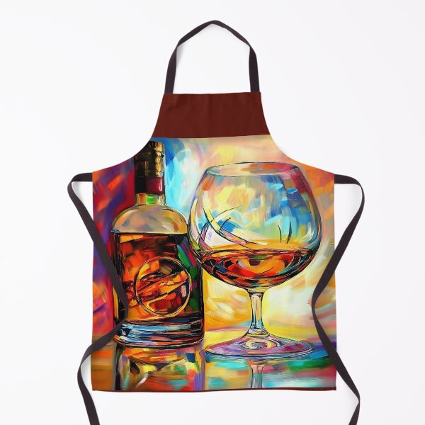 Item preview, Vibrant Display of Brandy Bottle and Glass Against a Colorful Abstract Background AI Generated Digital Art designed and sold by OlfactoART Studio.