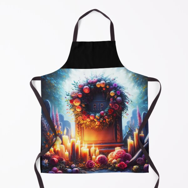 Item preview, a floral wreath on a grave and lots of candles painting day of the dead november 1 art designed and sold by EmeraldeaArt.