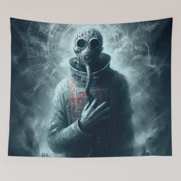 Item preview, Post-Apocalyptic Gas Mask Figure – Dystopian Survivor Art designed and sold by RebeccaRe.