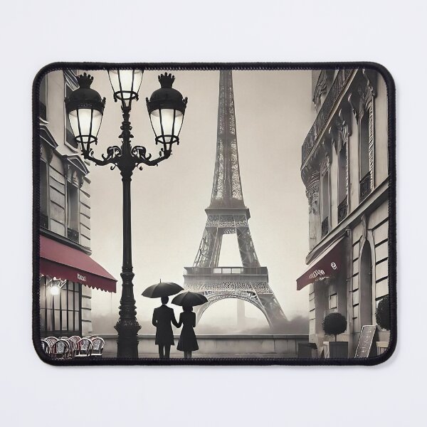 Item preview, Romantic Paris Stroll – Eiffel Tower and Parisian Charm in Black & White designed and sold by daila70.