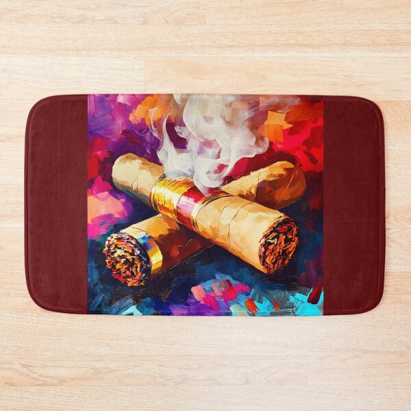 Item preview, Lively Composition of Two Large Cigars with Curling Smoke, Vibrant Reds and Blues Expressive Modern Art AI Generated designed and sold by OlfactoART Studio.