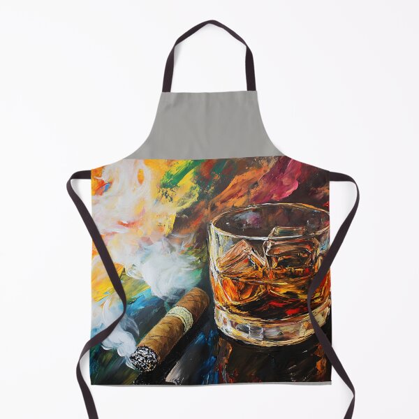 Item preview, Glass of Whiskey with Ice and Smoking Cigar Against Swirling, Vibrant Colors, Abstract Art Generative AI designed and sold by OlfactoART Studio.