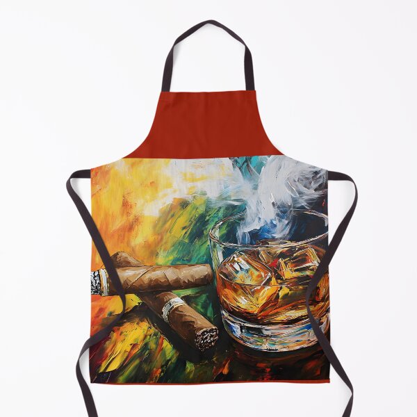 Item preview, Whiskey Glass with Ice and Swirling Smoke from Cigars, Contrasting Hues of Warmth and Coolness Abstract Art AI Generated designed and sold by OlfactoART Studio.