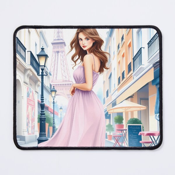 Item preview, Elegance in Paris Stylish Woman with Eiffel Tower Acrylic Print designed and sold by daila70.