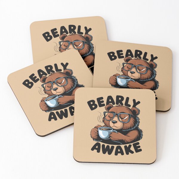 Item preview, "Bearly Awake" Coffee-Loving Bear Cartoon Design designed and sold by serein32.