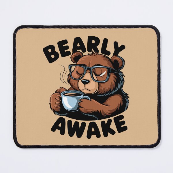Item preview, "Bearly Awake" Coffee-Loving Bear Cartoon Design designed and sold by serein32.