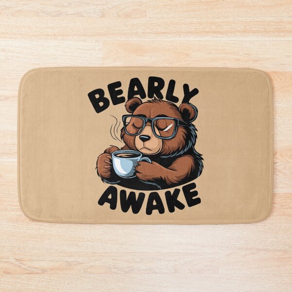 Item preview, "Bearly Awake" Coffee-Loving Bear Cartoon Design designed and sold by serein32.