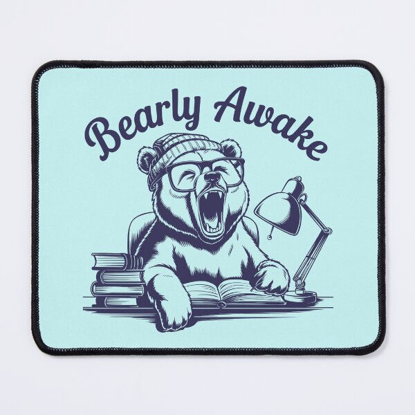 Item preview, "Bearly Awake" Funny Sleepy Bear Illustration with Glasses designed and sold by serein32.