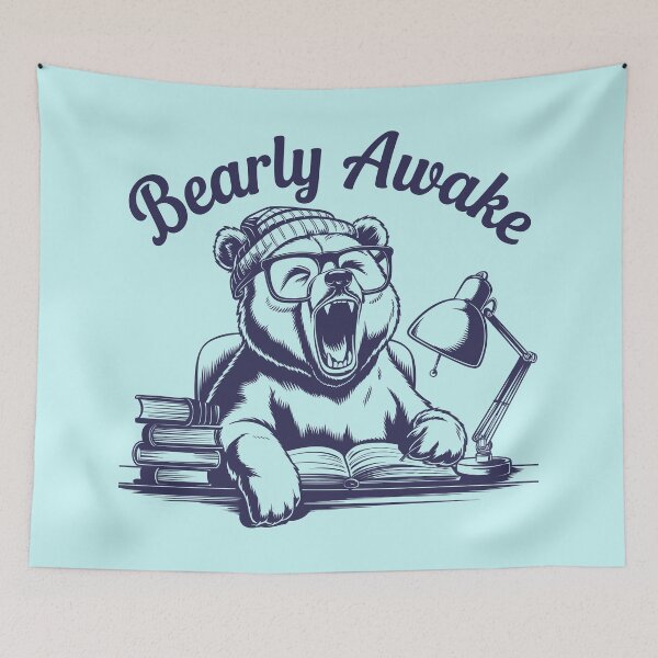 Item preview, "Bearly Awake" Funny Sleepy Bear Illustration with Glasses designed and sold by serein32.