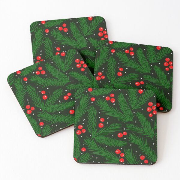 Item preview, Winter Pine Branches With Red Berries Colorful Pattern designed and sold by DEC02.