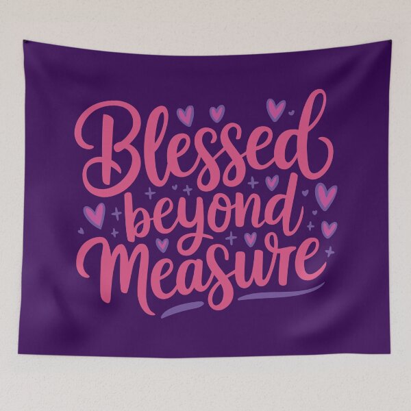 Item preview, "Blessed Beyond Measure" Inspirational Typography with Hearts designed and sold by serein32.