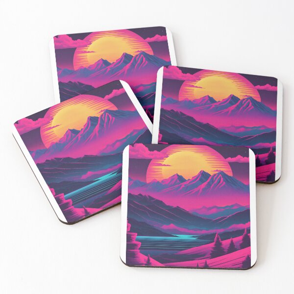 Item preview, Retro neon sunrise over the mountains.  designed and sold by NicMacTees.
