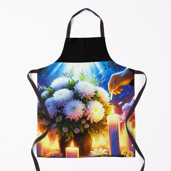 Item preview, white chrysantemums and candles to commemorate painting day of the dead november 1 art designed and sold by EmeraldeaArt.