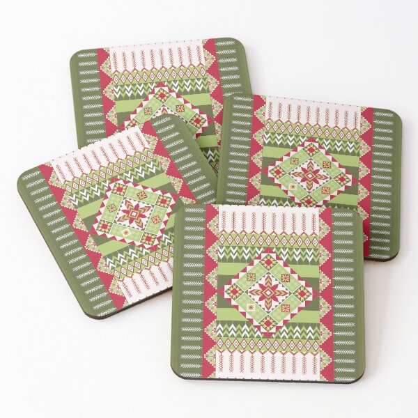 Item preview, A Christmas-Inspired Native American Geometric Pattern with Vibrant Reds, Greens, and Intricate Motifs designed and sold by nuutree.