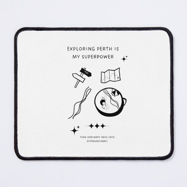 Item preview, Exploring Perth is My Superpower | Illustration of a Map, Road Signs, and a Mug with Beach Art   designed and sold by RM-Journey.
